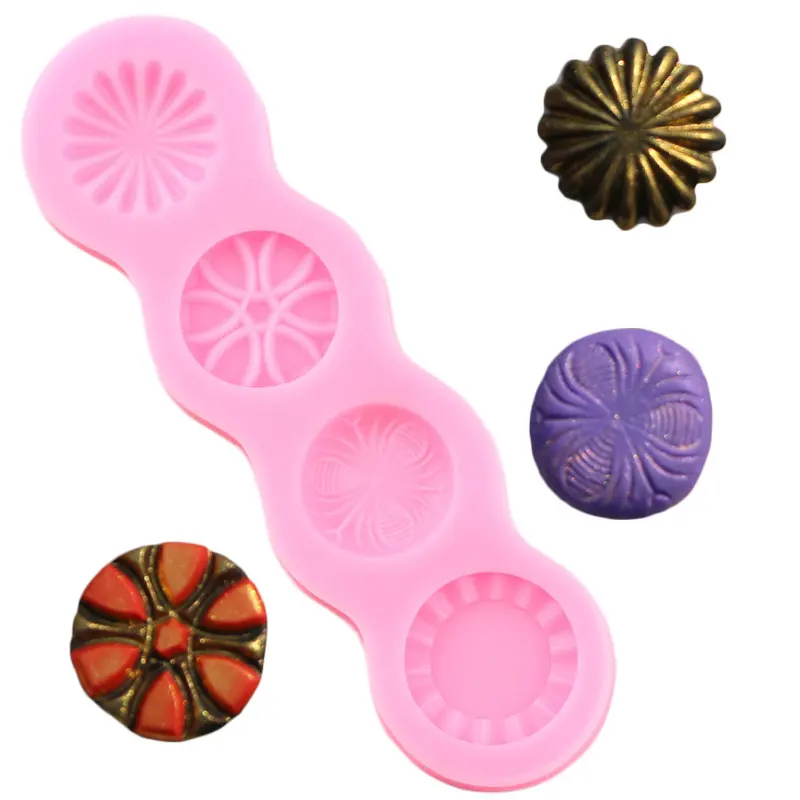 3D Buttons Cake Border Lace Silicone Mold Gem Jewelry Cupcake Topper Fondant Cake Decorating Tools Candy Clay Chocolate Moulds