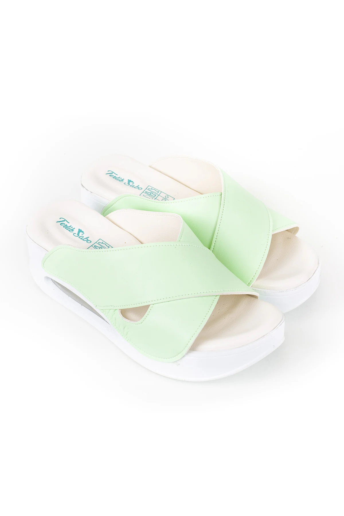 

MINT GREEN CROSS AIR SANDALS - 10. SPECIAL DESIGN PRODUCT. HIGH QUALITY ORTHOPEDIC SLIPPERS. SPECIALLY DESIGNED FOR FOOT HEALTH.