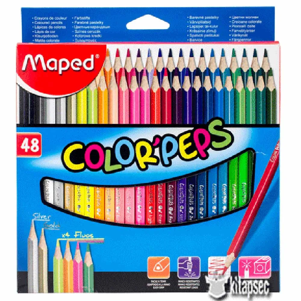 Maped Color\'Peps Triangular Colored Pencils, Assorted Colors 1 Set (48 Pieces)