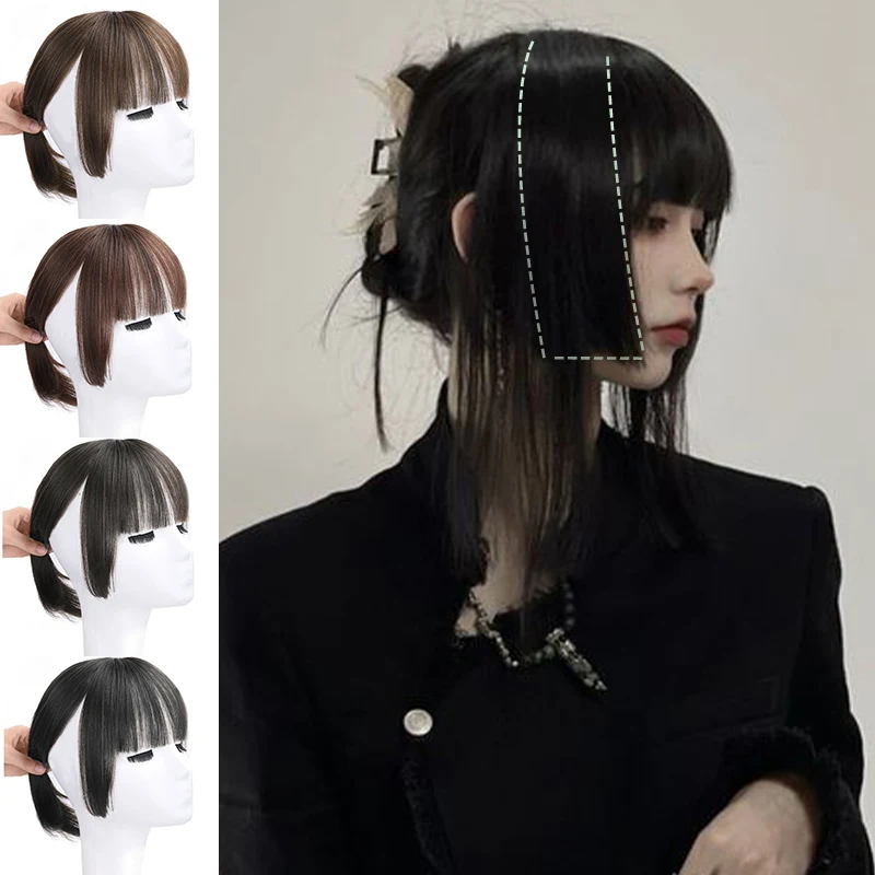 TALANG synthesis Princess Cut Bangs Hair Extension Synthetic Wig Natural High Temperature Synthetic Fake Bangs Hair Piece Clip I