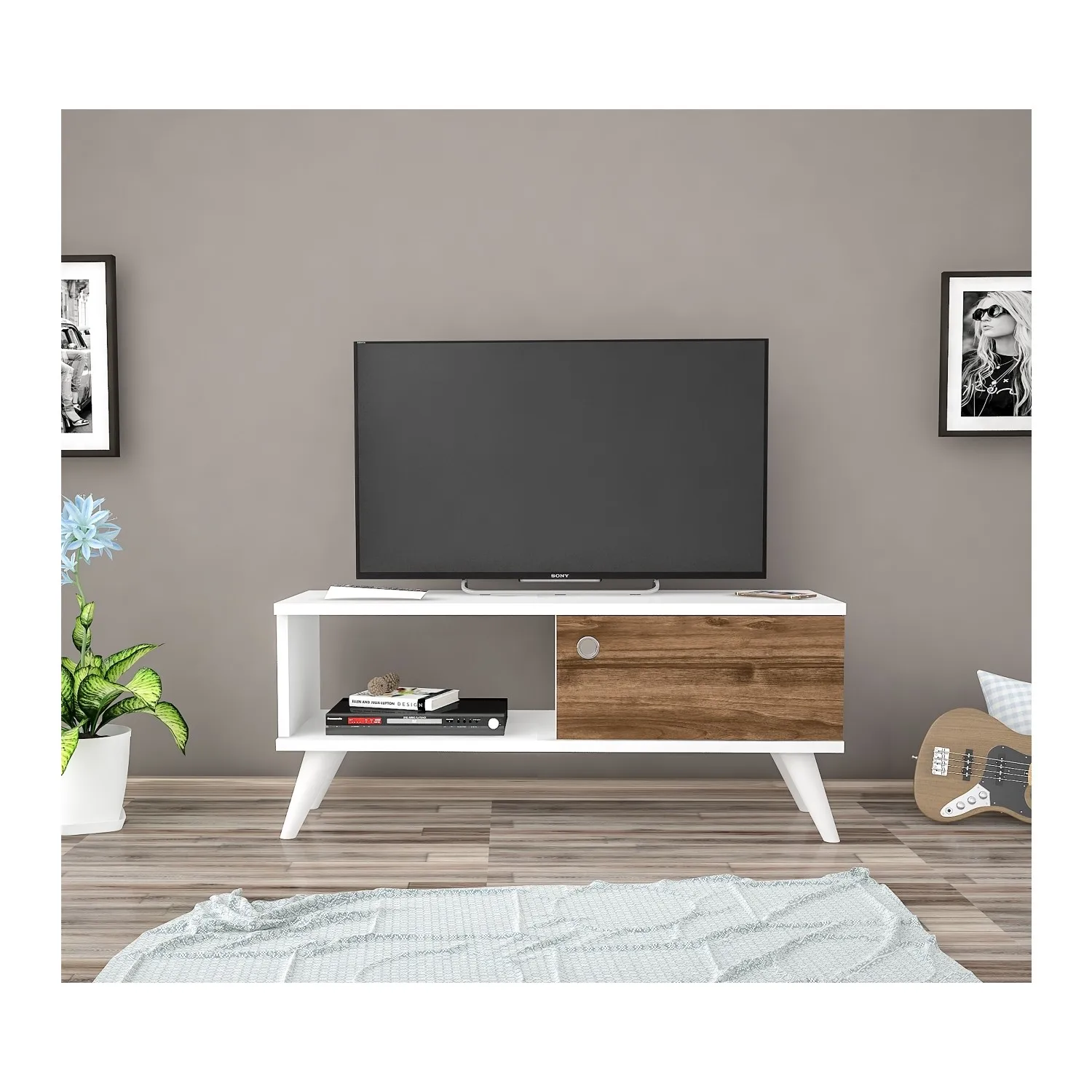 Modenr tvunit furniture living room furniture Tvunit Modern Shelf White Metal Legs UBBU HOME Last 1 Product Special Price.