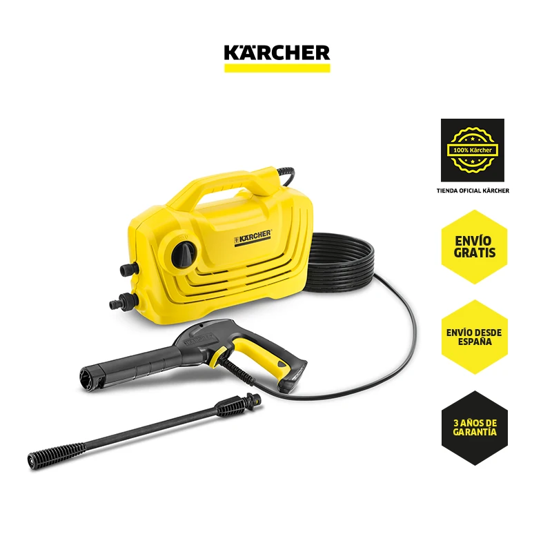 Karcher K 2 Classic-high pressure hydrocleaner, 110 bar, 20 m²/h, includes accessories (gun, hose, nozzle and water filter) for cleaning the Exterior of the home (Patio, Garden) (1.600-979.0)