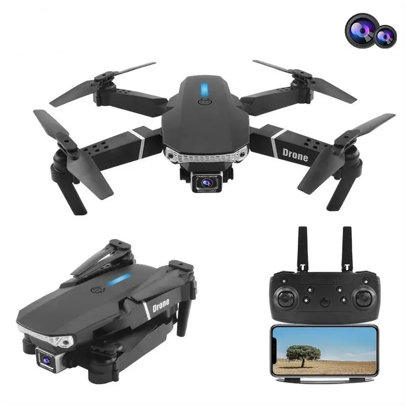 NEW E88 Drone 4K 1080P HD Camera WiFi Fpv Air Pressure Altitude Keep Black And Gray Folding Quadcopter Professional RC Dron Toy