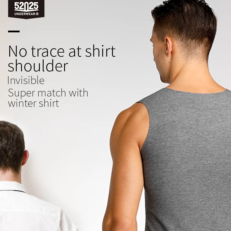 52025 Men Thermal Undershirt Reversible Double-sided Warm Seamless Vest Double-color Sleeveless Top Comfortable Sleeveless Vest