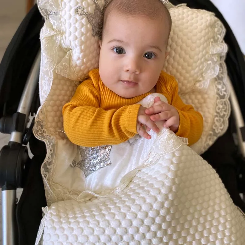 Couronne blanche pour bébé fille et garçon, emmailloter le petit Prince, en coton doux, ouverture du fond, poussette pour nouveau-né, modèle résistant à la sueur