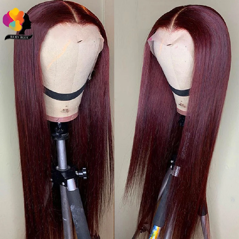 Burgundy 13×4 Lace Front Wig Straight Lace Frontal Human Hair Wigs 99J Red Colored Transparent Lace Wigs Pre-Plucked Baby Hair