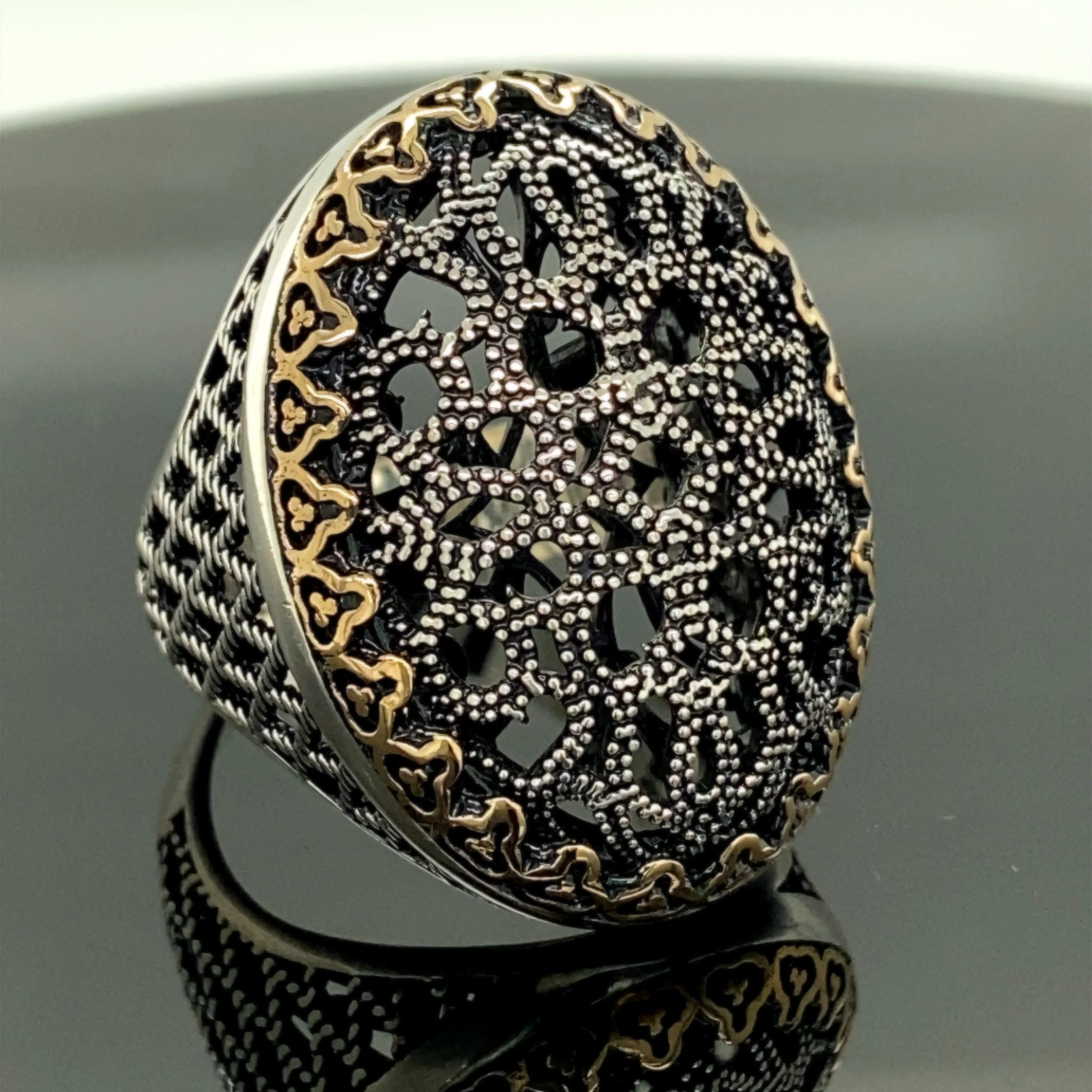 

Large Mens Ring , Turkısh Ottoman Jewelry , Embroidered Ring , Handmade Ring for Men, Silver 925 Ring, Gift for Him