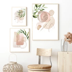 Blue and Gold Modern Abstract Leaves Canvas Painting Plants Prints Greenery Wall Art Pictures Nordic Poster Living Room Decor