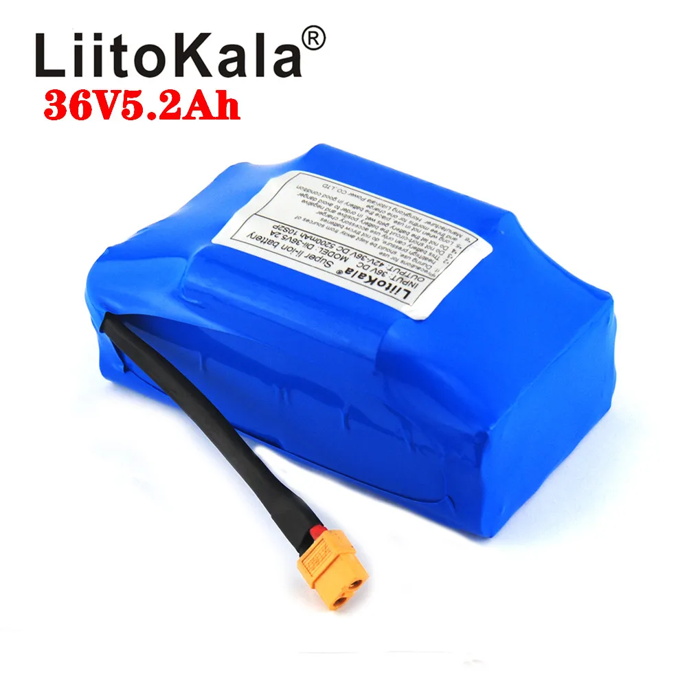 LiitoKala 36V 5.2Ah 5200mah wysoki odpływ dwukołowa deskorolka elektryczna samobalansująca bateria litowa do samodzielnego równoważenia pasuje do