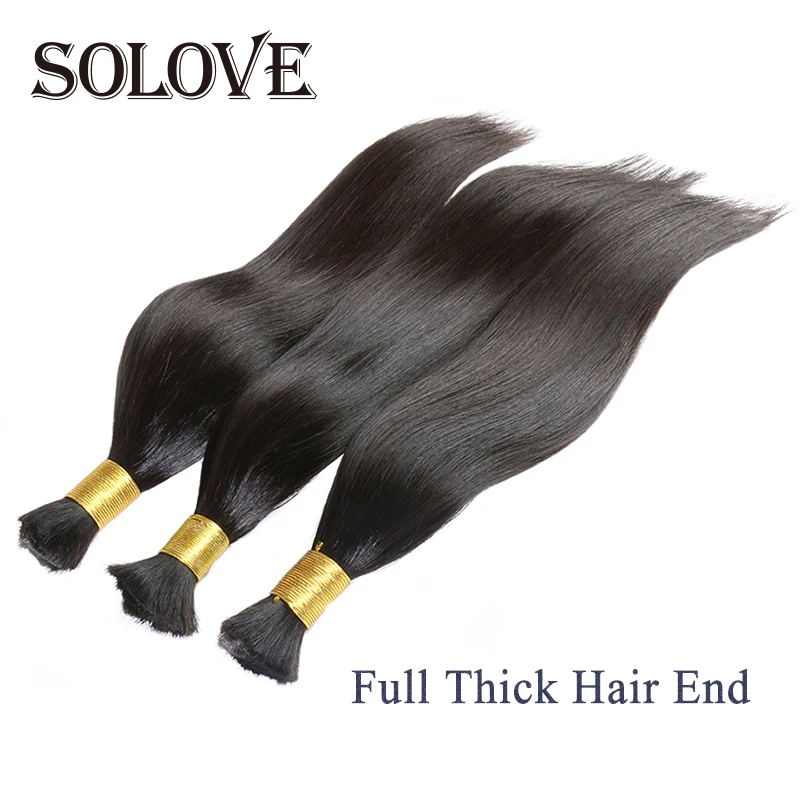 Solove 100% Human Bulk Hair Machine Made Brazilian  Hair Extensions Virgin Remy Straight Hair Bulk 12-30inch 100g Natural Blonde