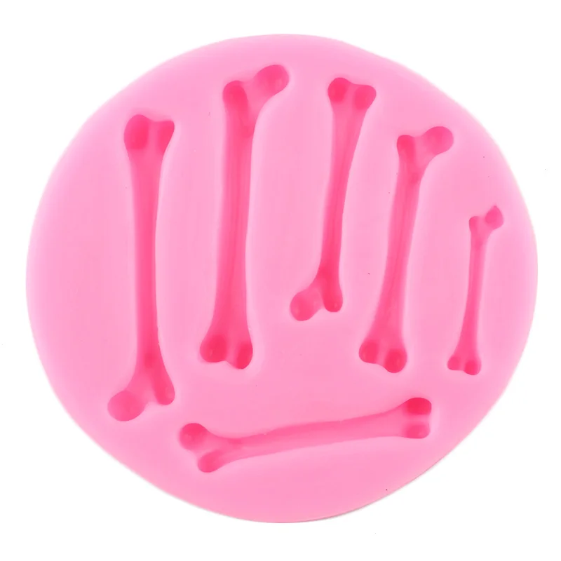 Skeleton Bones Silicone Mold Halloween Cupcake Topper Fondant Cake Decorating Tools Resin Clay Candy Chocolate Gumpaste Moulds