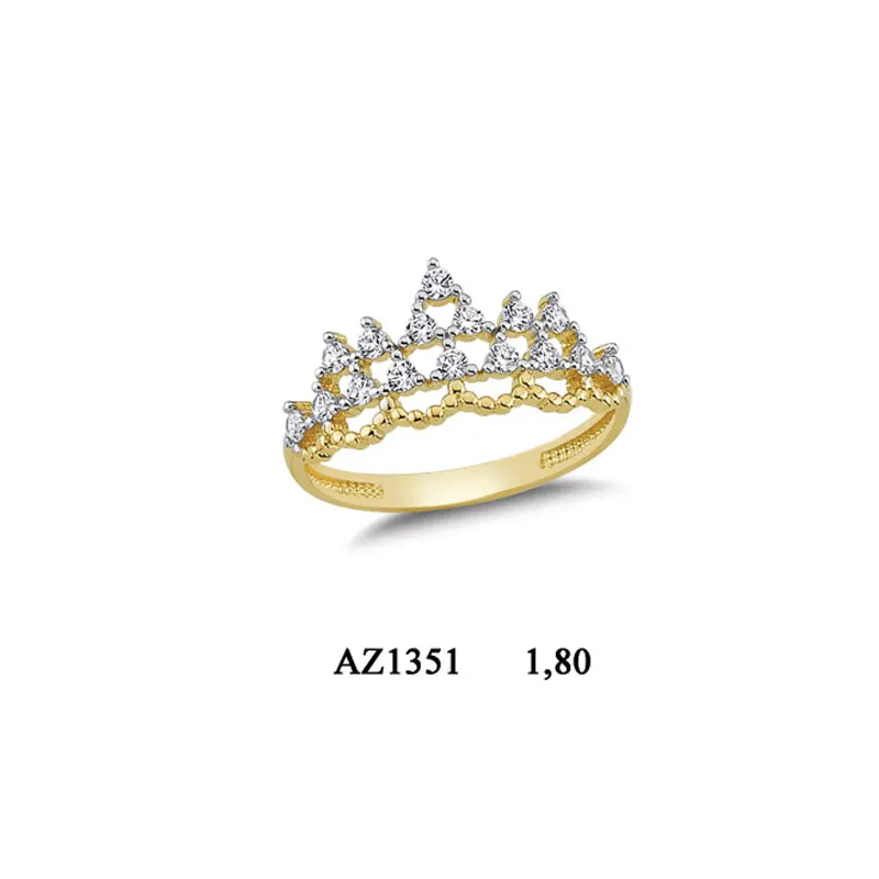 14K Solid Gold Crown Design Ladies Ring