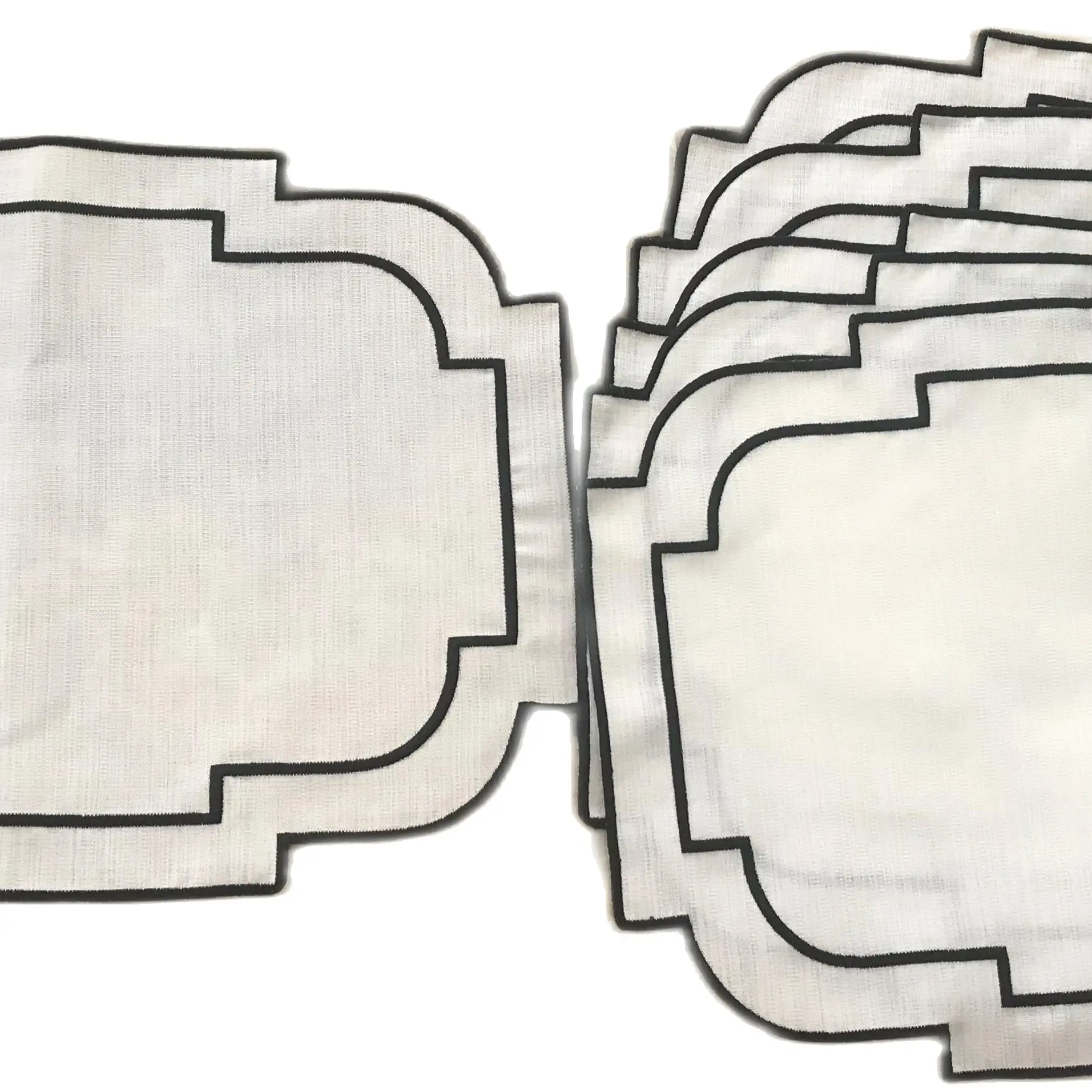 6 Pieces Table Napkin Blue Gold Embroidery Cloth Tableware American Service Resistant Linen Fabric Decoration Home İnspiring
