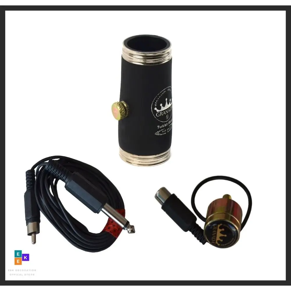 Granada Clarinet Microphone with Cable and One Hole 68 MM Baril Musical Instrumental Set Special Gold Series Natural Sound