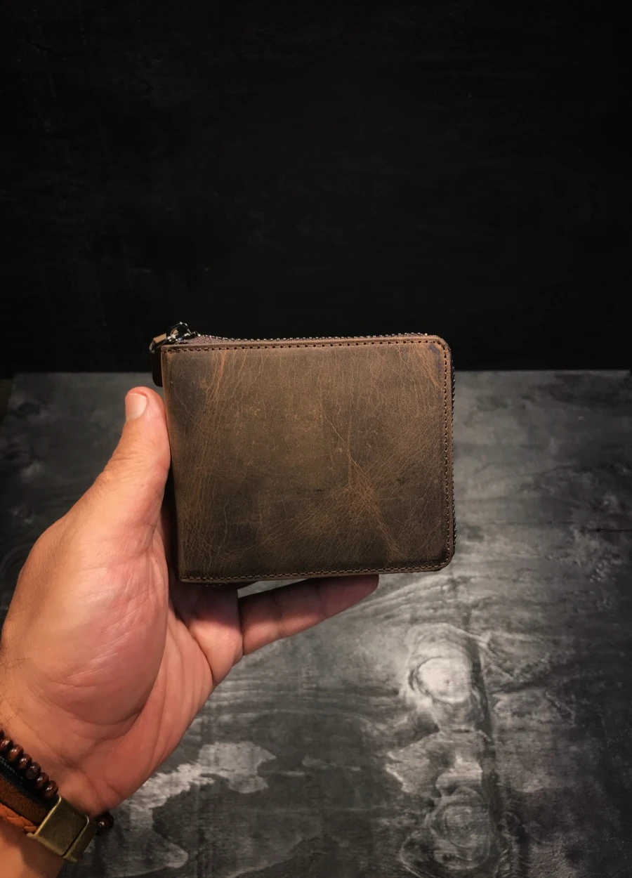 Bolso de mano Vintage con compartimento para teléfono, Cartera de cuero genuino con tarjetero, bolsa de regalo para mujeres y hombres, negro y marrón, 2021