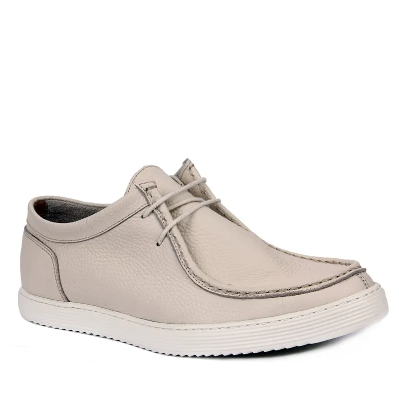 Berlayar Lakers-Beige Kulit Pria Sepatu