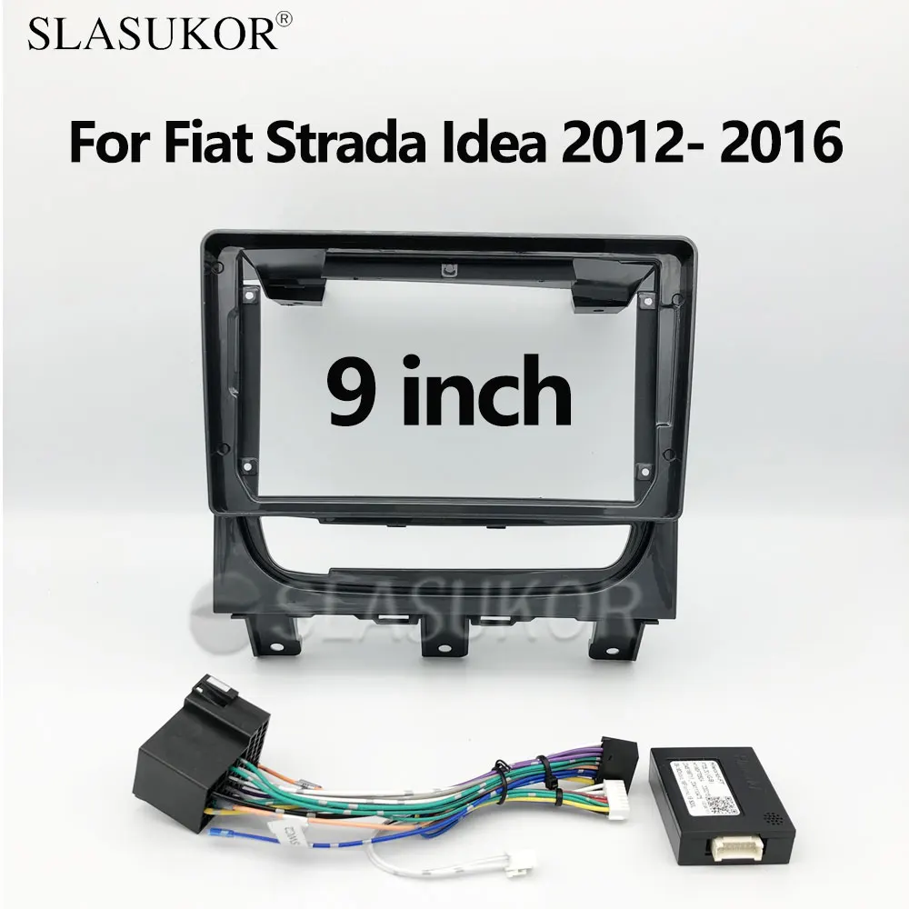 9 inch Android Radio For Fiat Strada Idea 2012 2013 2014 2015 2016 Power Wiring Harness 2din Car stereo dvd Multimedia Frame