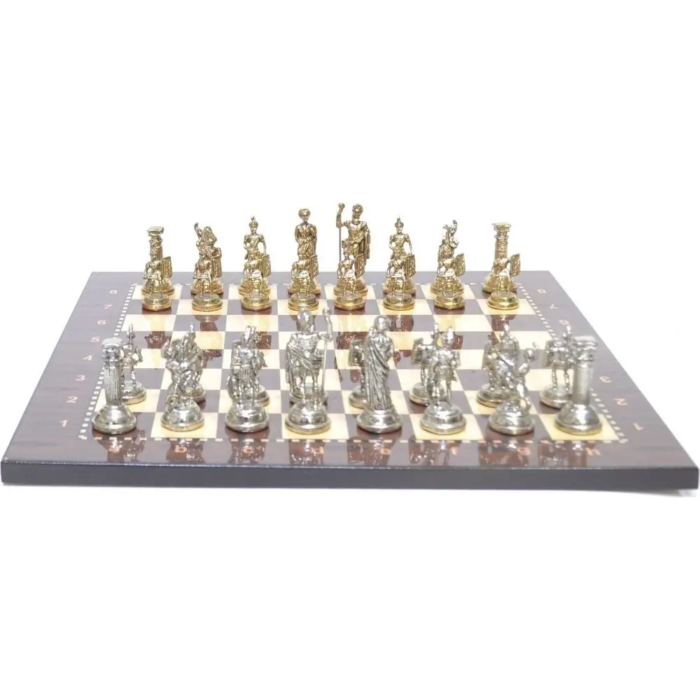 Roman Chess Set Luxury Chessboard Game Metal Chess Pieces Wooden Game Pieces New Home Gift Gift for Friend, Father Sports Gifts