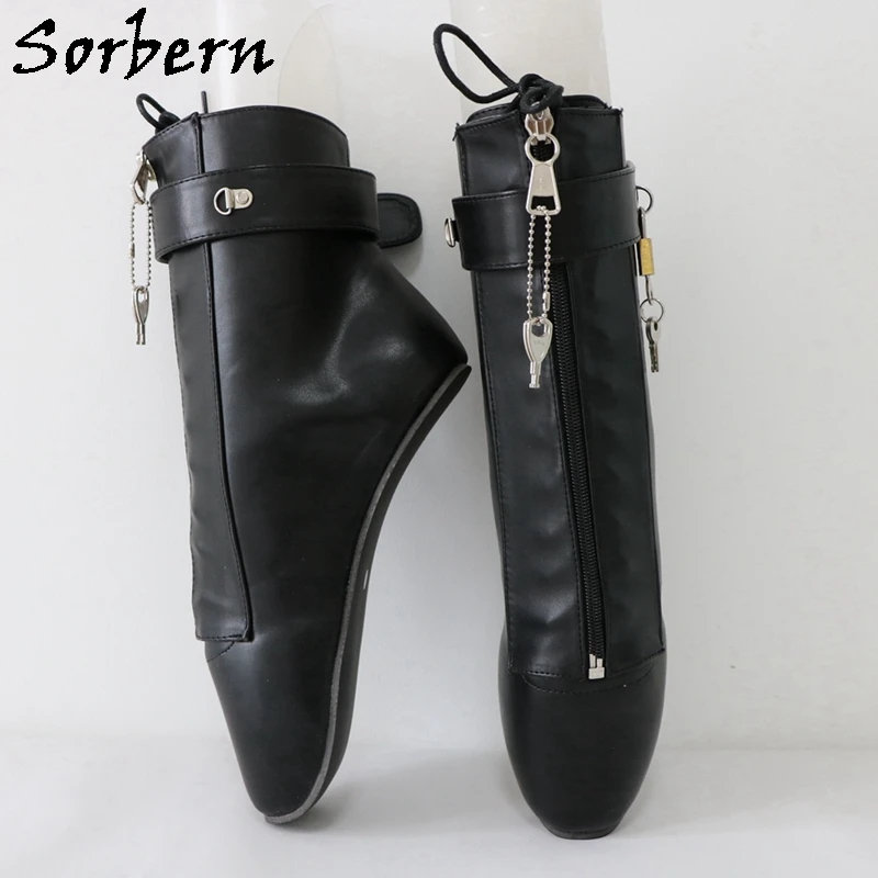 Sorbern botki z zamkami Heelless Bdsm buty z dodatkowymi obręczami do niewoli użyj zamykany zamek z przodu niestandardowy kolor