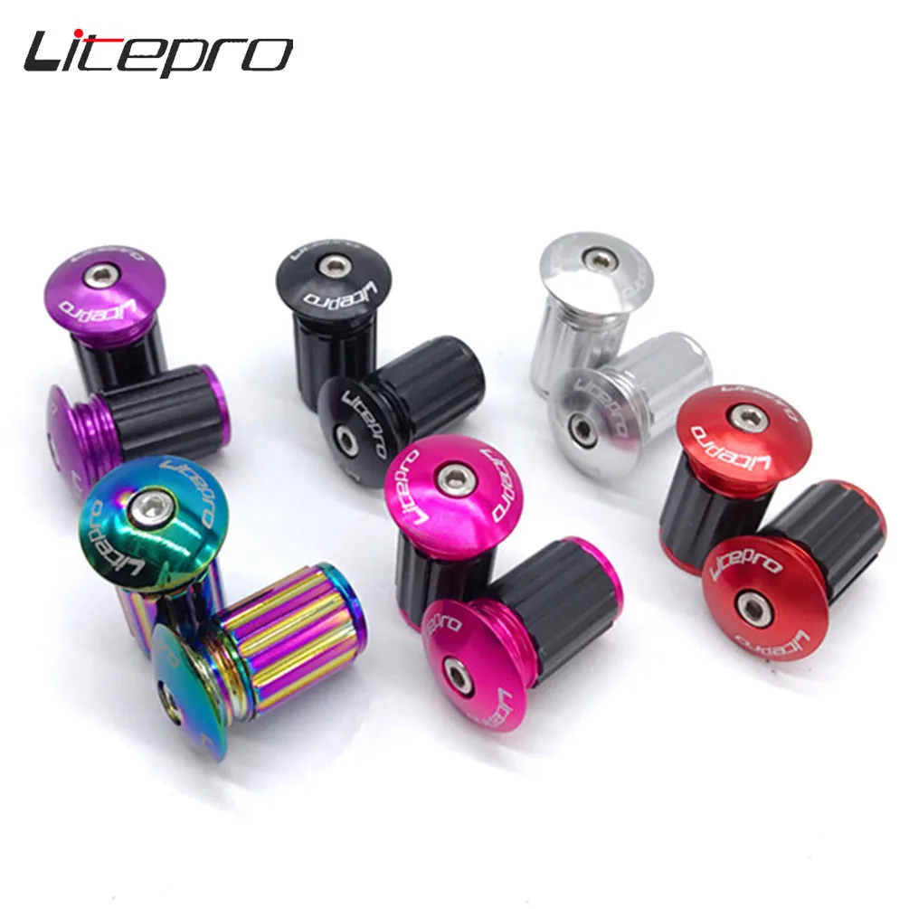 Litepro Bike Handlebar Aluminum Alloy Grips Plugs Road Bicycle Handlebar End Cap for 22-24mm Handle bar BMX Parts