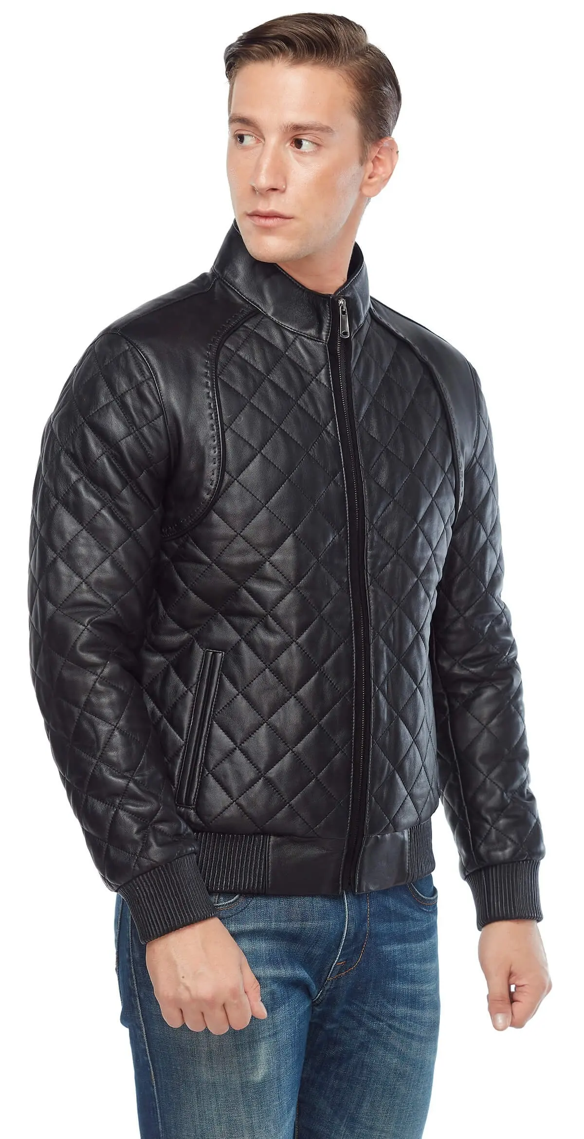 Giacca in pelle trapuntata nera originale in pelle di agnello autunno inverno 2022 Biker Slim Large Size muslimah