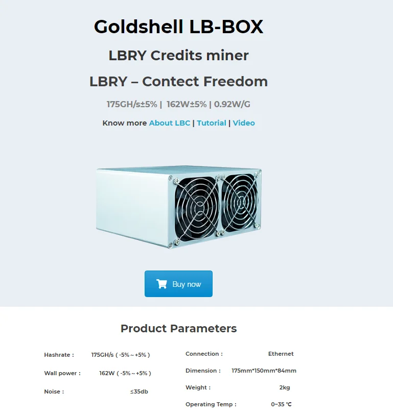 New Mute LBC miner Goldshell LB-BOX 175GH/s ±5% LBRY miner with PSU More economical than CK-BOX KD-BOX MiniDOGE  Antminer S9 Z15