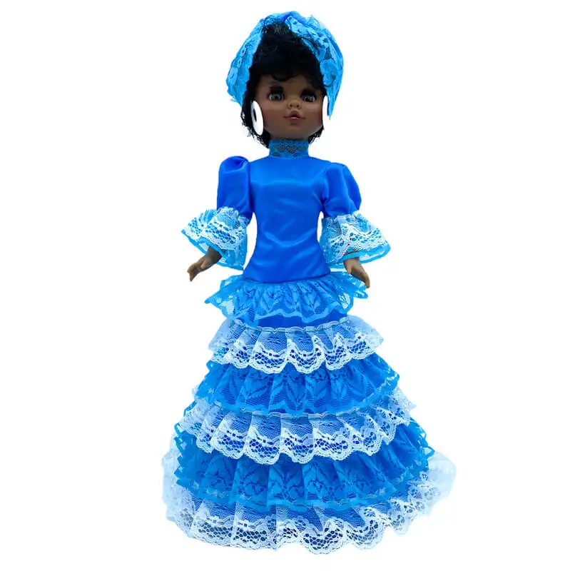 40 cm mulata Sintra doll collection Blue healing spiritual yelaya Cuba. Manufactured is Spain by Folk craftsmanship