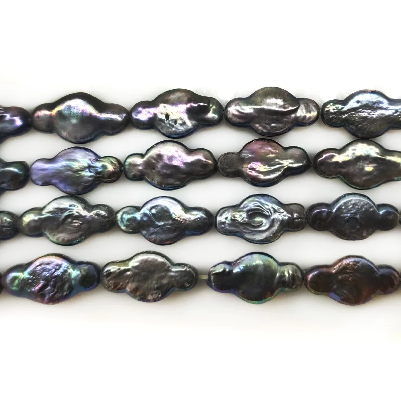 16 inches 8*18 mm Black Natural Flat Marquise Coin Pearls Loose Strand