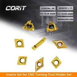 CORIT Mixed Wendeschneidplatten-Set, CNC-Drehmaschine, Drehwerkzeughalter, Bohrstange, Hartmetall/PCD/CBN-Einsätze zum Metalldrehen, Gewindeschneiden