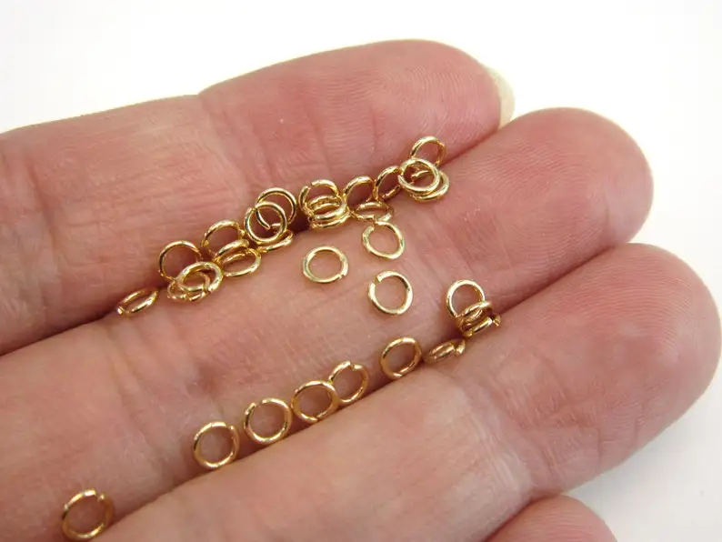 500pcs Gold jump rings, Brass open jump ring, 3x0.5mm, 3.5x0.6mm, Earring accessories, Brass connector, Jewelry making - RP049