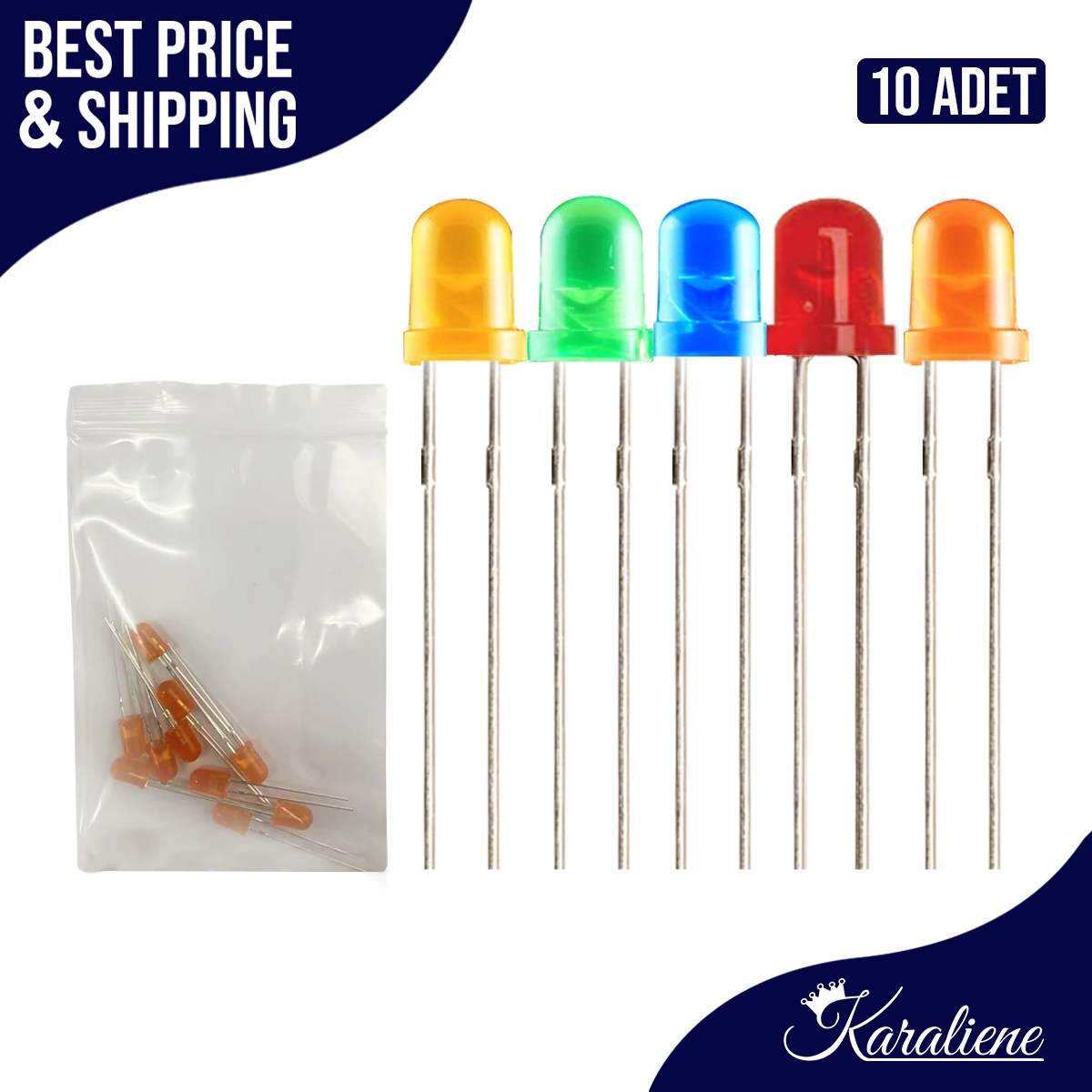 Lot de 10 LED Super lumineuses de 3MM, vert/ORANGE/rouge/jaune/bleu