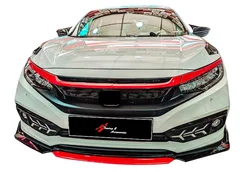 Front Bumper Lip with Flap Plus V2 4 Pieces For Honda Civic FC5 2016 + ABS car accessories splitter spoiler diffuser car tuning