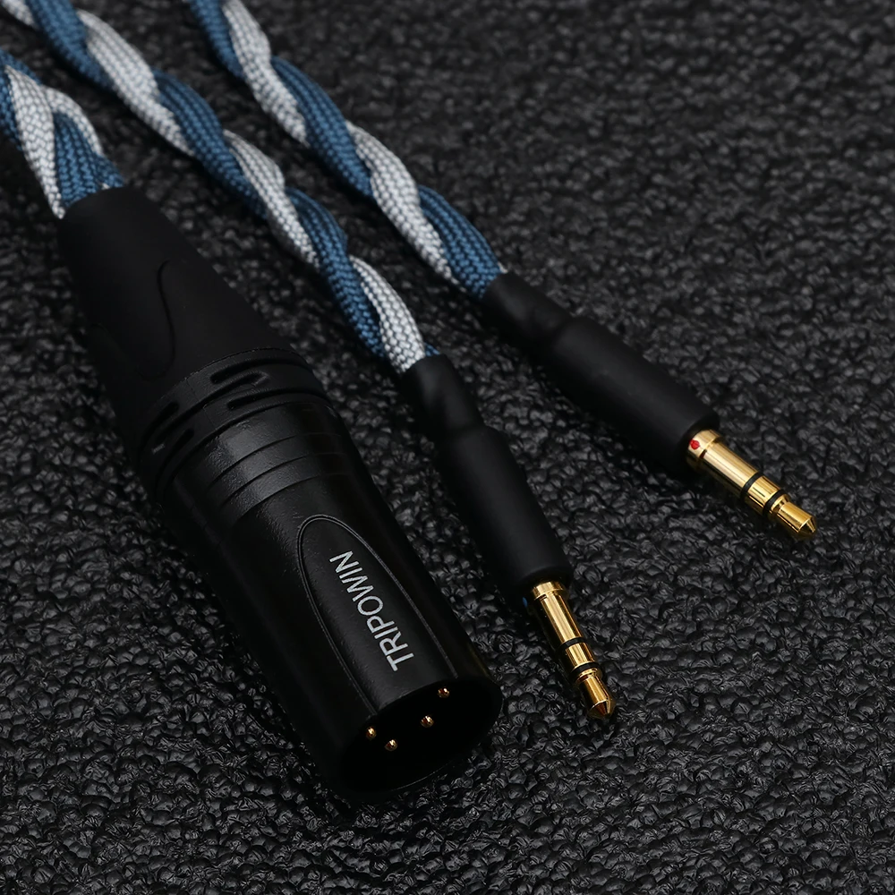 Tripowin GranVia 26AWG 36 Stränge x 4 Core Handgemachte Kopfhörer Ersatz Kabel für HD650 HD580 HD800 HIFIMAN ANANDA Grau – Detail 10