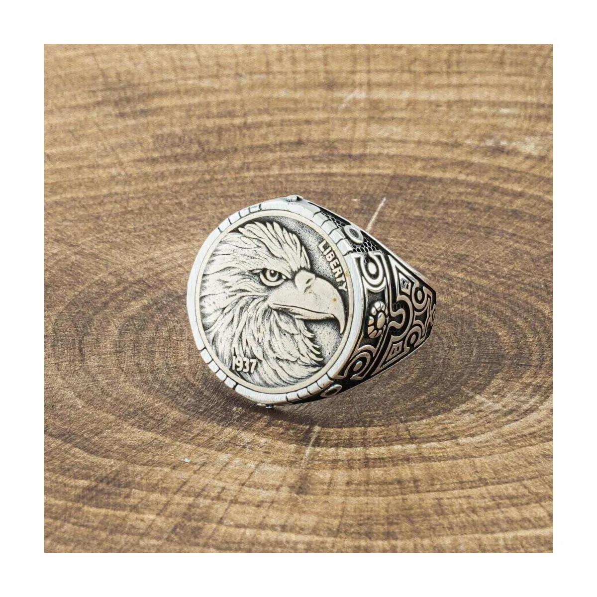 

925 Sterling Silver Wolf Model Without Stone Liberty Men's Ring Exclusive Chic Accessory for Men Special Ring