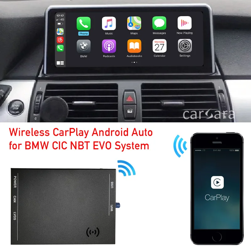 

2 din CarPlay interface adapter for BMW E60 E70 E84 E87 E90 F07 F10 F11 F23 F45 F30 F31 F34 F32 F33 F36 X5 CIC NBT iOS airplay