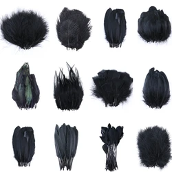 100pcs Black Chicken Goose Feather Diy Jewelry earrings Making Feathers For Crafts Decorative Accessory Plume wholesale