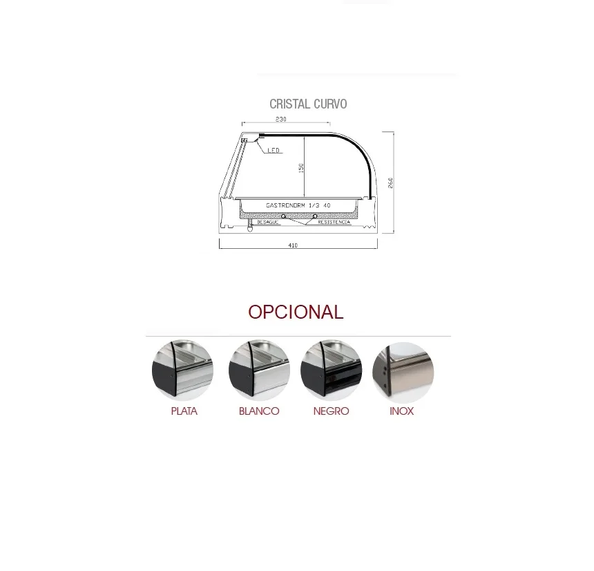Bar display showcase bar dry heat Ideal hot lids display