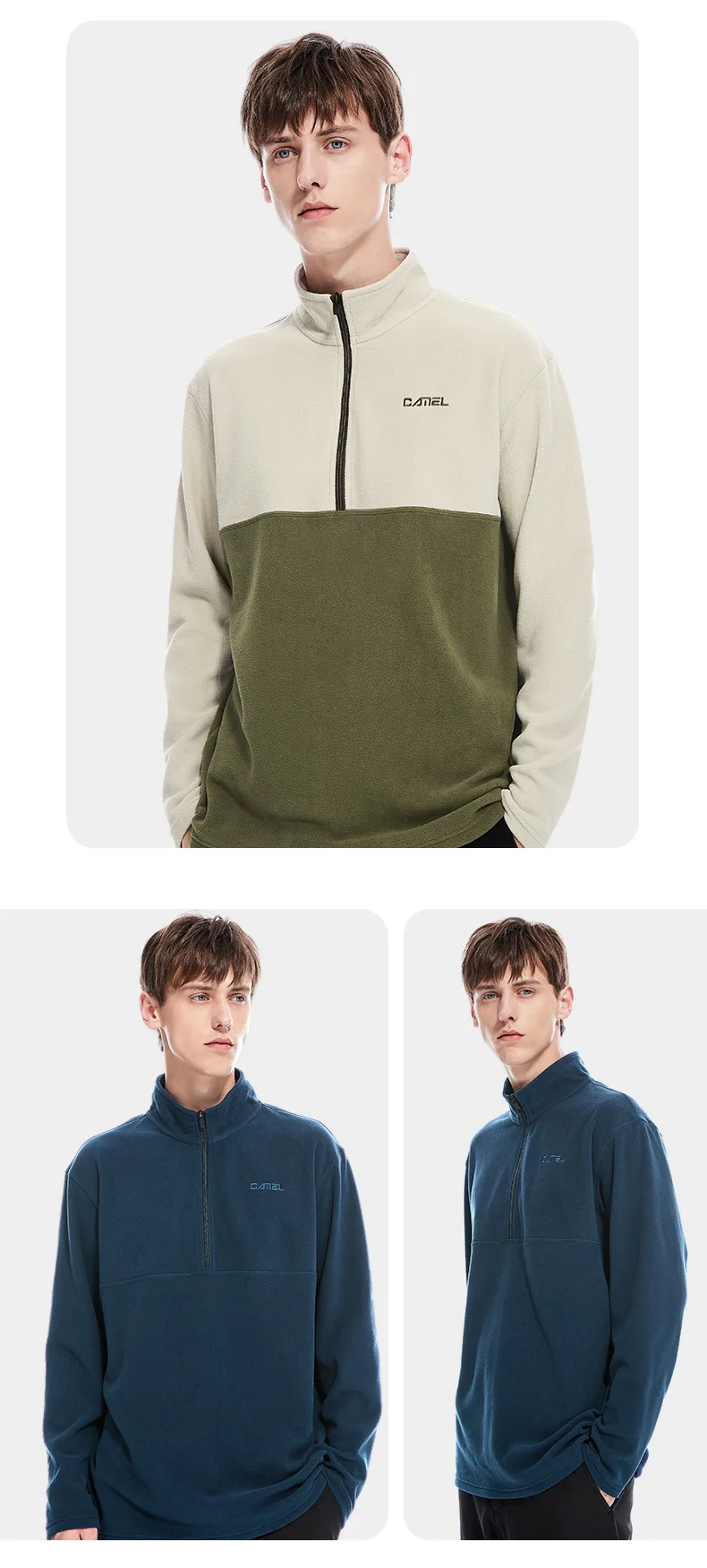 GOLDEN CAMEL Men's Jackets Polar Plus Soft Casual Fleece Jacket for Men Autumn Winter Stand-up Collar Sweater Sweatshirt Clothes