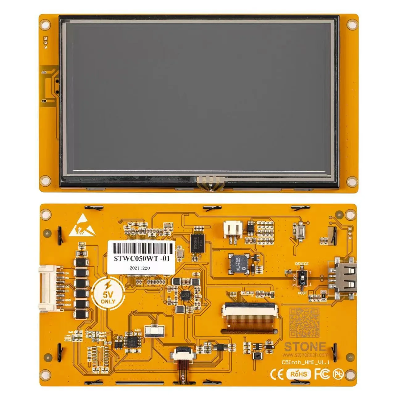 

5.0 Inch TFT LCD Module New Launch Intelligent Series monitor module can be controlled by ANY MCU, with 1 G Hz Cortex A8 CPU