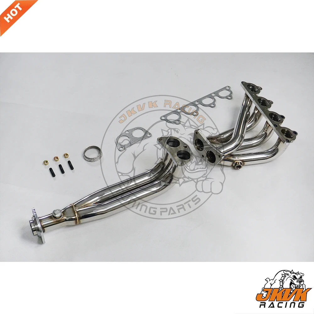 JKVK RACING Stainless Header For Hon da Civ ic CRX DEL SOL D15 D16 VTEC With Gasket Bolts 1988-2000