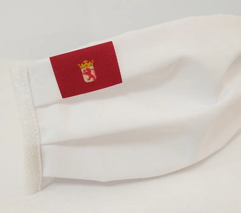 Mask with the coat of arms of the city of Leon. Reusable, washable, hygienic Tapabocas. No need for filter. TNT/hidrofuga