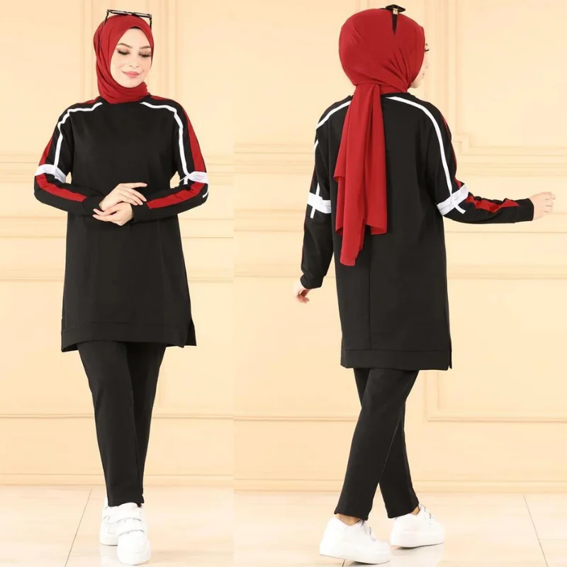 tracksuit set 2021season muslim fashion arabia Dubai fashion trends 100% Made in Turkey abayas hijab clothing muslim sets