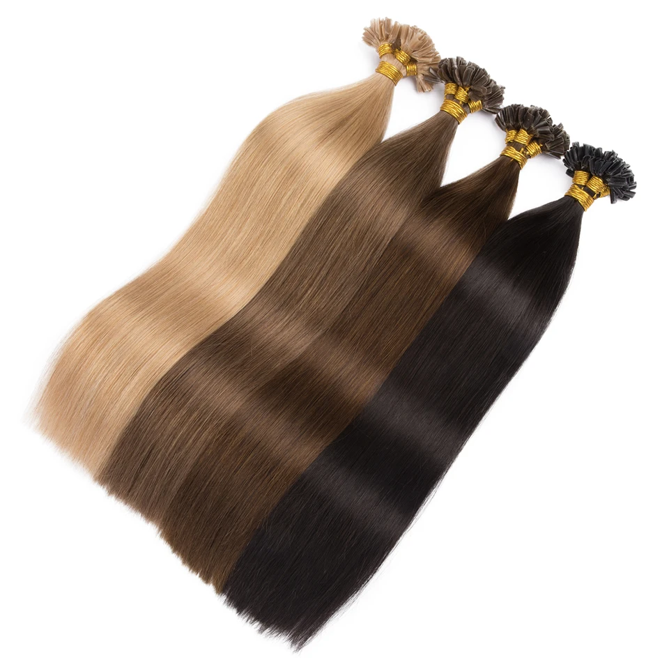 Extensiones de cabello humano Remy con queratina, punta en U, hechas a máquina, 0.8g/ps, multicolor 3