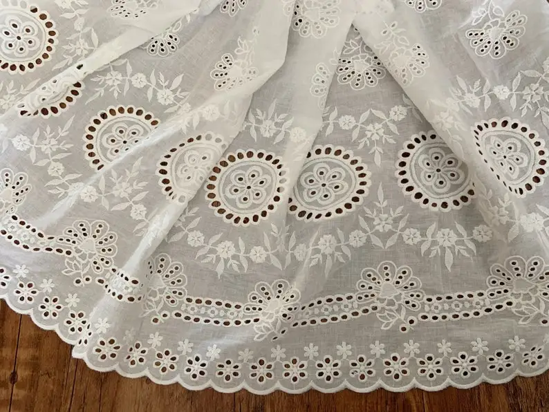 

3 yards Off white Cotton Lace Trim, Delicate Eyelet For Couture And Home Decor