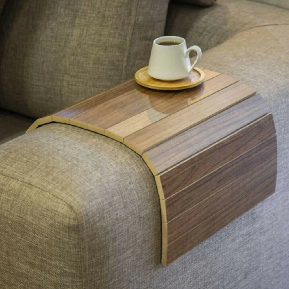 Portable Side Table Convenient and Lightweight Foldable Multi-Purpose Sofa Tray, Sofa Side Wooden Sofa Table 45x25cm