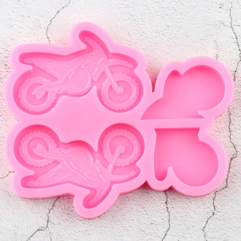 Motorcycle Straw Topper Silicone Mold Craft Custom Keychain Epoxy Resin Molds Chocolate Candy Fondant Cake Decorating Tools