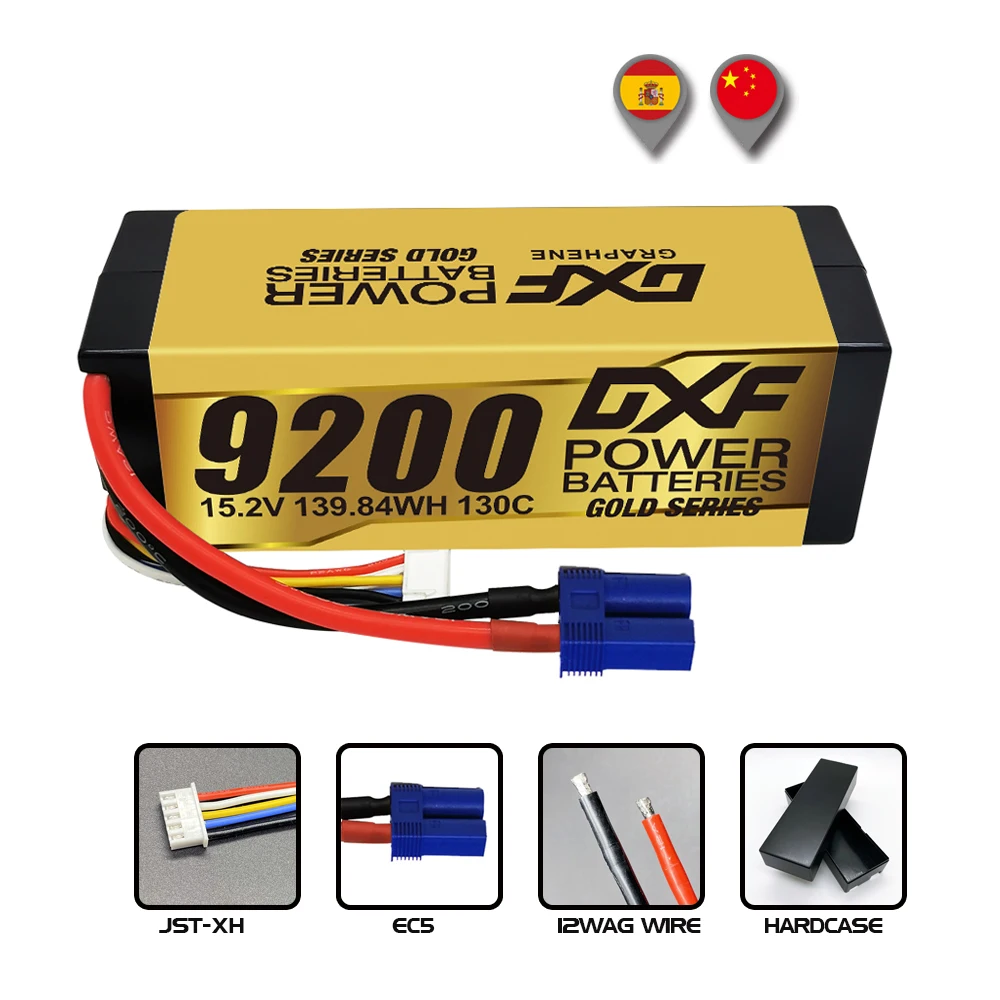 DXF Graphene Lipo 4S 15.2V Akumulator 9200mAh 130C Złota wersja Racing Series HardCase do RC Car Truck Evader BX Truggy 1/8 Buggy