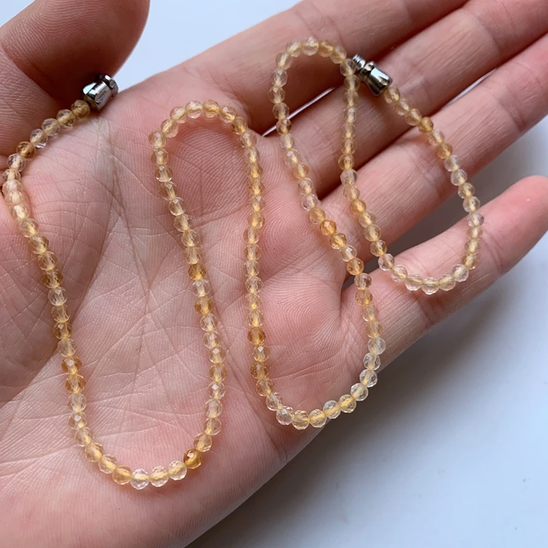 Natural Citrine Choker Necklace Elegant Citrine Stone Faceted Crystal Collar Clavicle Chain Necklace Women Jewelry Yellow Quartz