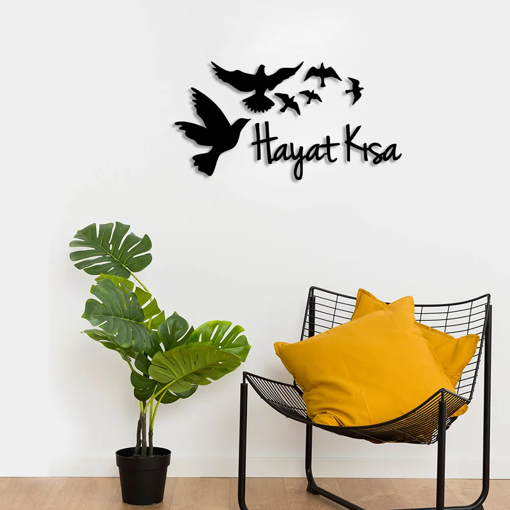 Life Brief and Birds Wall Room Home Accessory Wooden Table 50x26cm