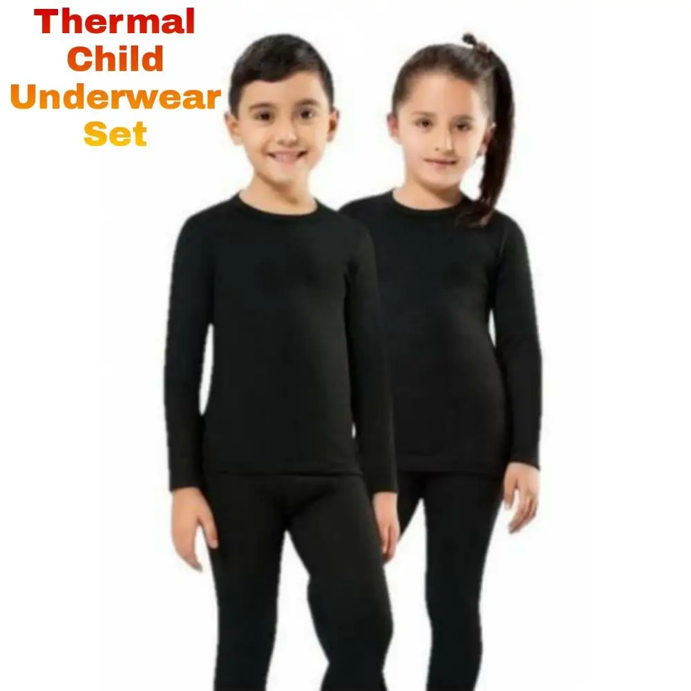 Children Sets 2022 Winter Kids Thermal Underwear Solid Cotton O-Collar Children's Warm Suit Clothes Baby Boys Girls Pajamas